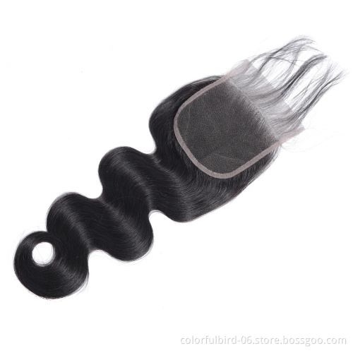 Body Wave 4x4 Lace Closure Brazilian Human Hair 10-24 Inches Remy Hair For black Women Natural Color transparent lace